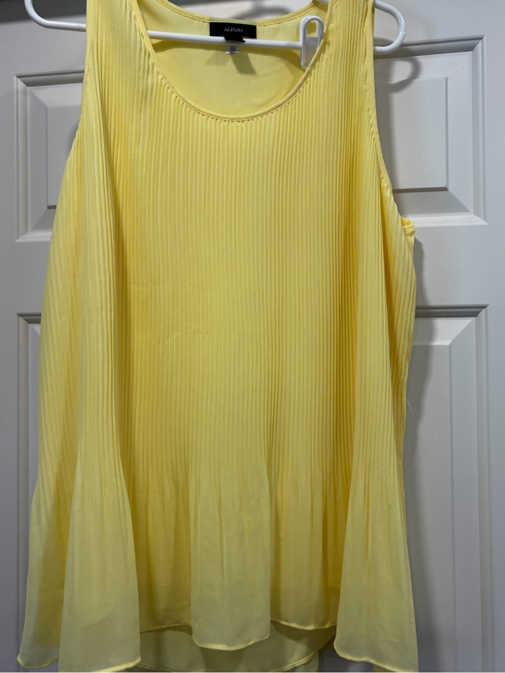 Alfani Yellow Pleated Flowy Tank Top